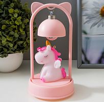 Настольный светильник "Единорожек" 1Вт 3хLR41 Розовый картинка 